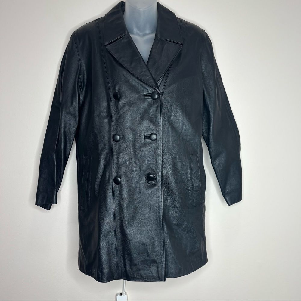 Vintage Harvard Leather Co Black Leather Jacket Lined no size tag measurements